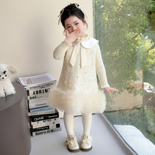 女童小香风连衣裙加绒秋冬装2026新款儿童冬季小女孩宝宝公主裙子