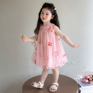女童裙子2026新款连衣裙夏季花朵吊带裙公主裙女宝宝儿童裙子夏装