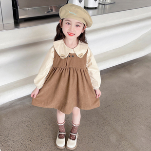 女童套装春秋款2026新款春季时髦儿童洋气熊仔宝宝连衣裙春装裙子