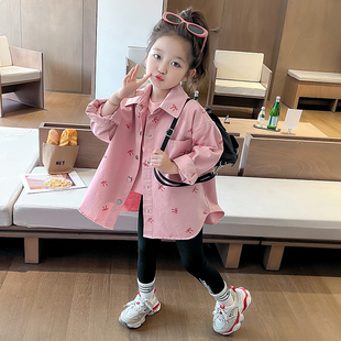 女童蝴蝶结衬衫外套春秋款2026新款儿童春装宝宝长袖衬衣春季上衣