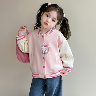 女童春秋款 上衣薄款 儿童早春装 猫咪 棒球服外套2026小女孩宝宝春季