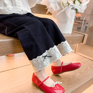 春秋款 蕾丝早春装 2026新款 子女宝宝春季 儿童直筒裤 女童外穿牛仔裤