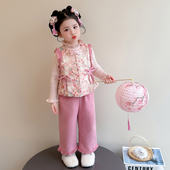 衣服新年装 儿童宝宝加厚过年服拜年服唐装 秋冬新款 女童中国风套装