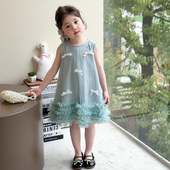 女童夏款 连衣裙女孩宝宝公主裙 儿童洋气夏季 抽杆裙子夏装 2026新款