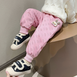 子2025新款 兔子保暖过冬棉裤 儿童冬季 女宝宝冬装 羽绒裤 女童加厚裤