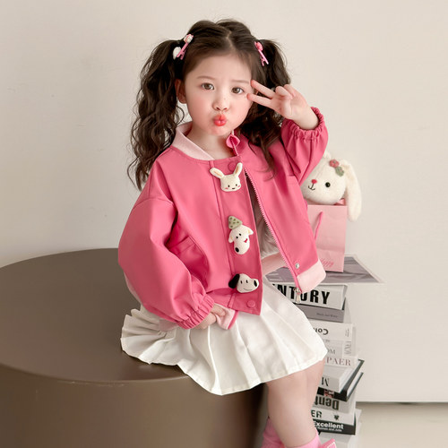 女童牛仔外套春秋2026新款儿童夹克公仔女宝宝春季春装棒球服上衣