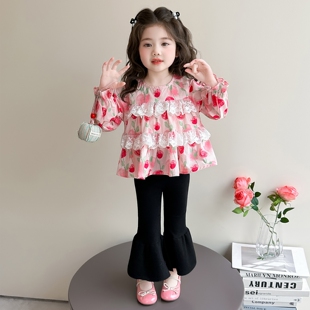 女童春秋韩系穿搭套装2026新款洋气时髦儿童女宝宝春季春装玫瑰花