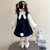 女童兔耳洋气春装 裙子儿童连衣裙 女宝宝洋气春秋款 公主裙春季 套装