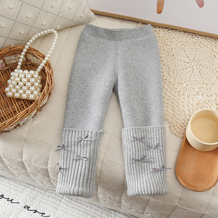 外穿草莓一体绒外穿保暖裤 女童打底裤 子宝宝冬季 儿童加绒裤 秋冬款