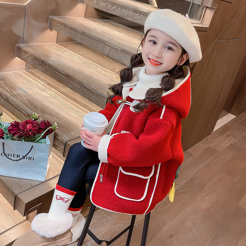 女童小童一体绒外套儿童红色毛呢子大衣秋冬季款2025新款加绒加,童装/婴儿装/亲子装,普通外套,淘宝优惠券,粉丝福利购,淘宝优惠卷