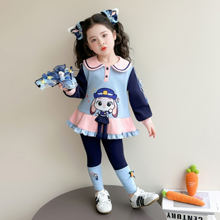 女童春秋款运动套装2026新款洋气时髦儿童女宝宝春季春装蓝兔卫衣