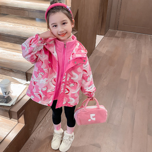 防水女童外套春秋2026新款洋气女宝宝美帝三合一秋冬款儿童冲锋衣