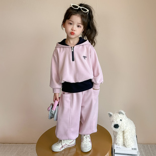 女童春季套装2026新款儿童卫衣洋气衣服女宝宝运动春秋蝴蝶结春装