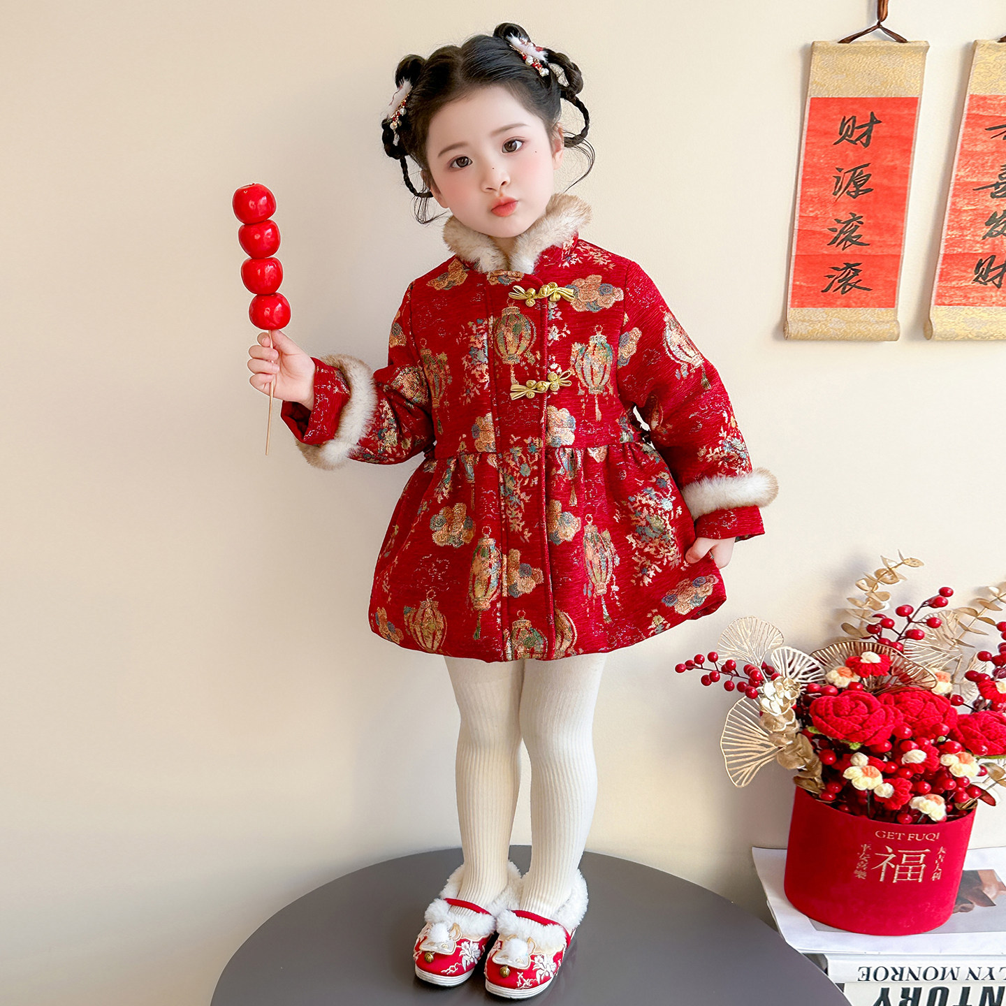 女童汉服拜年服冬装2025新款儿童新年红色女宝宝唐装过年衣服外套,童装/婴儿装/亲子装,唐装,淘宝优惠券,粉丝福利购,淘宝优惠卷