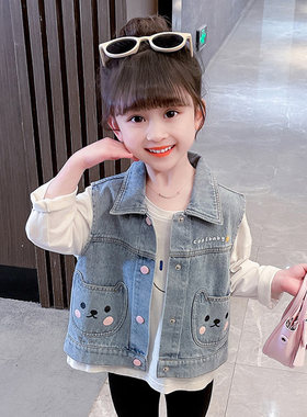 女童牛仔马甲春秋款新款外套