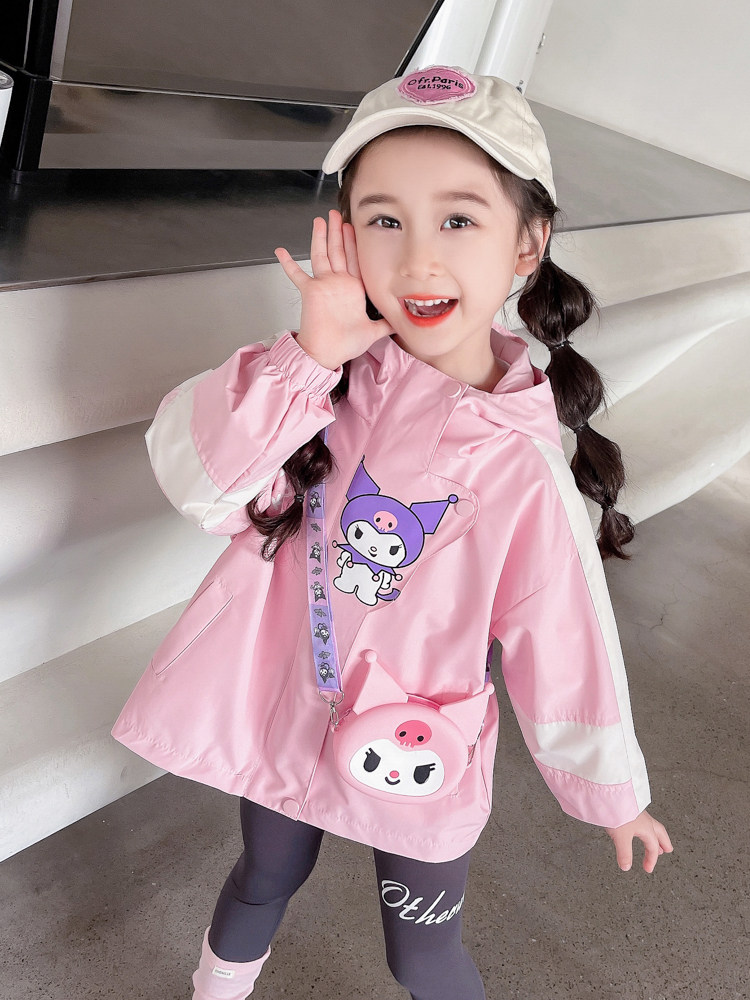 여아 코트 가을 겨울 봄 가을 2024 신형 가을 벨벳 보라색 옷 여아 및 아동 가을 재킷