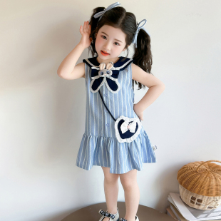 春季 女童春秋款 儿童薄款 2026新款 连衣裙女宝宝学院风 条纹裙子春装