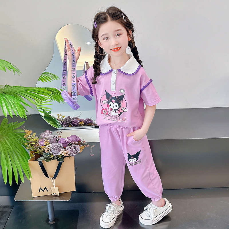 女童锁边小女孩套装夏季2024新款儿童洋气时髦宝宝夏装休闲运动裤