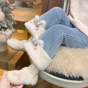 女童加绒牛仔裤秋冬季2026新款儿童加厚一体绒微喇女宝宝喇叭裤子