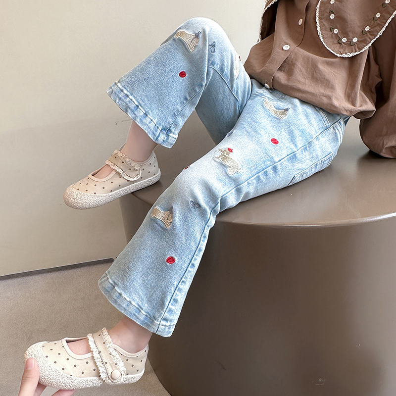 女童牛仔裤韩版儿童裤子秋装2025新款女孩韩版直筒裤宝宝秋季长裤