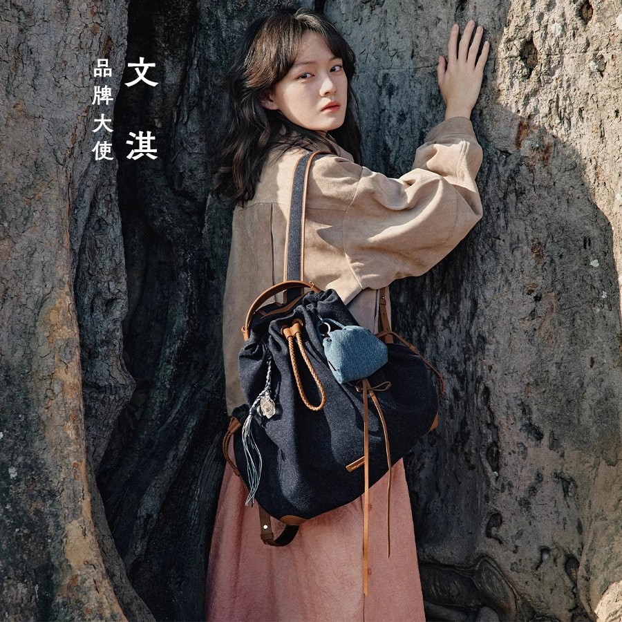 【文淇同款】通勤双肩女包大容量帆布电脑背包斜挎包两用二合一
