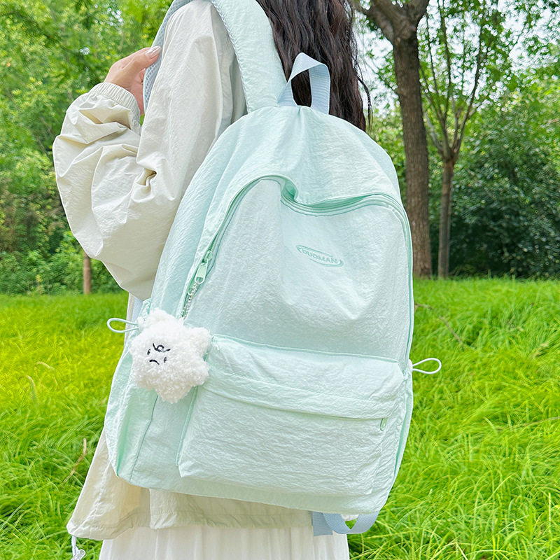 帝柏ins双肩包大学生简约少女小清新纯色轻便高颜值书包休闲背包图片