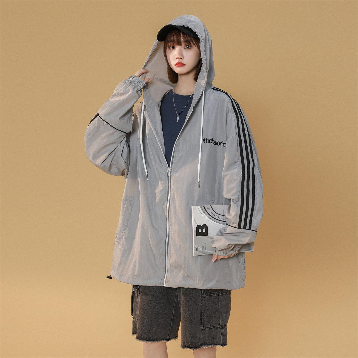 23夏季新款防晒衣宽松长袖连帽薄款外套男女同款DS-B247-3323-P55，男装防晒衣，电商B247