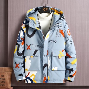 2022冬季青少年涂鸦连帽羽绒服防风抗寒时尚男DS-B247-9326-110图片