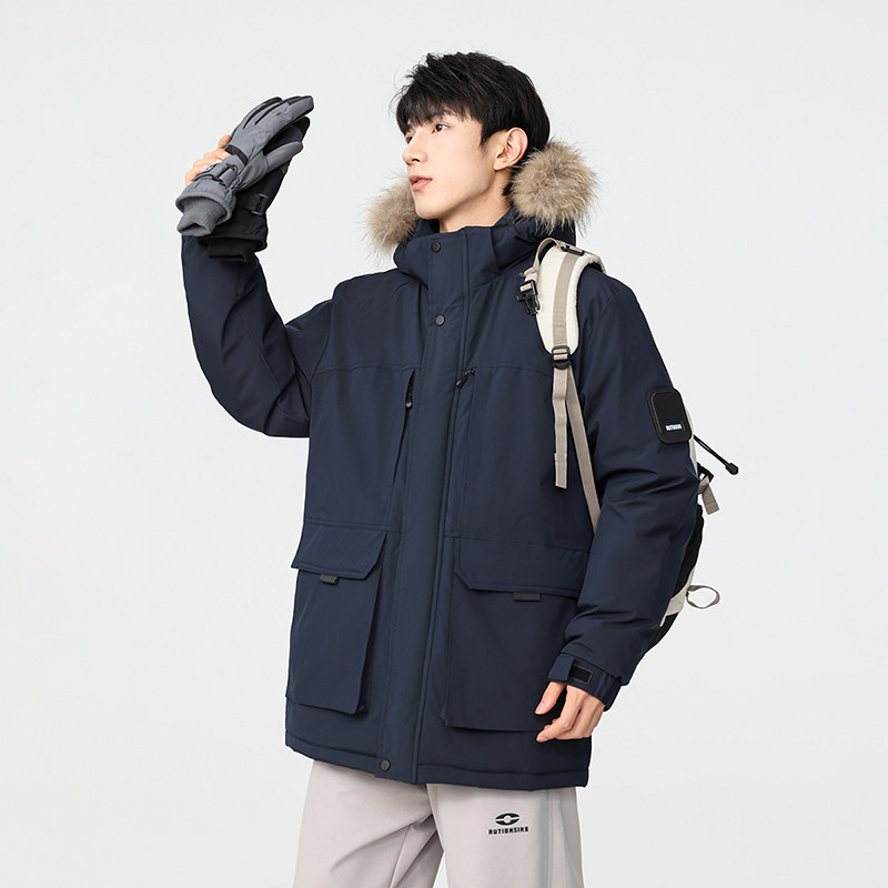 冬季保暖标白鸭绒大毛领连帽外套羽绒服情侣款B247-5355-p385,男装羽绒服,电商B247