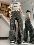 夏季美式迷彩牛仔裤女阔腿拖地裤高街辣妹工装裤DS-B247-K36-P51，男装牛仔裤，电商B247
