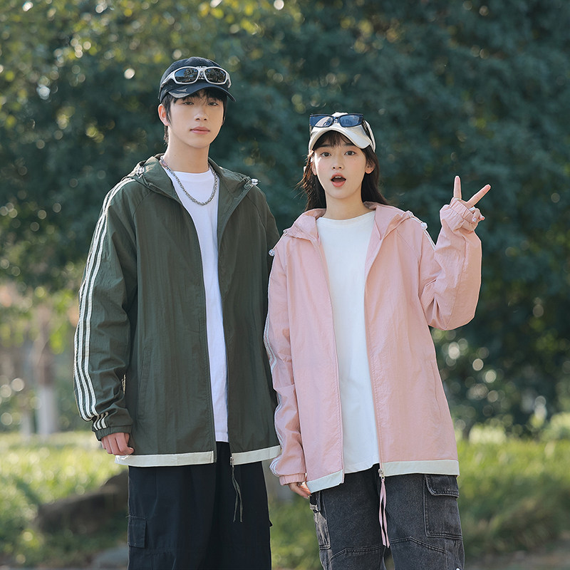 25年春夏新款UPF50+三条杠防晒衣外套情侣款DS-B247-7706-P45，男装防晒衣，电商B247