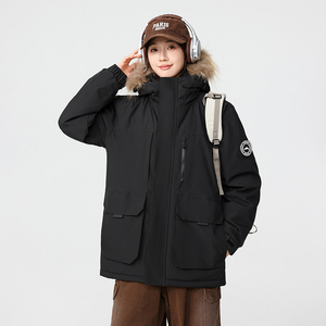 冬季暖标防风防寒白鸭绒连帽外套羽绒服情侣款B247-5299-p375图片