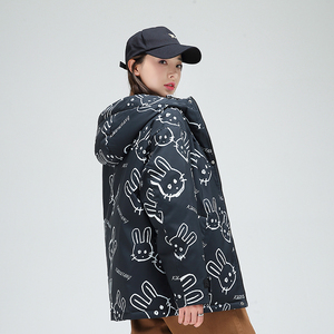 冬季防风保暖标白鸭绒连帽外套满印羽绒服情侣款B247-235-p125图片