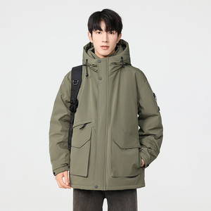 冬季暖标防风防寒白鸭绒连帽外套羽绒服情侣款B247-5277-p320图片