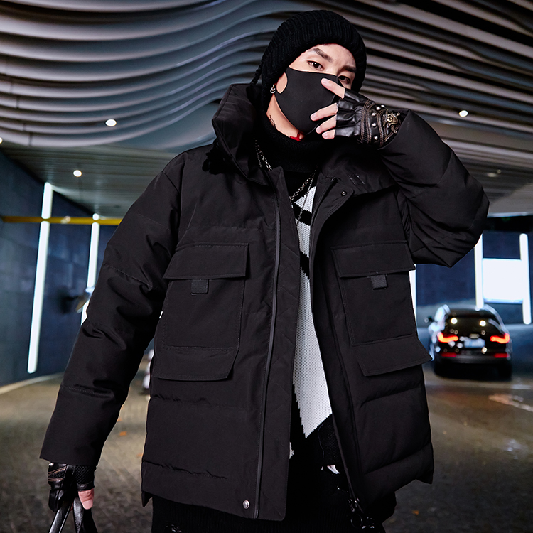 2020电商B247冬季新款港风潮牌流行连帽外套大口袋男8100-P230，男装羽绒服，电商B247