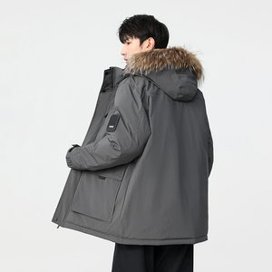 冬季保暖标白鸭绒大毛领连帽外套羽绒服情侣款B247-5355-p385
