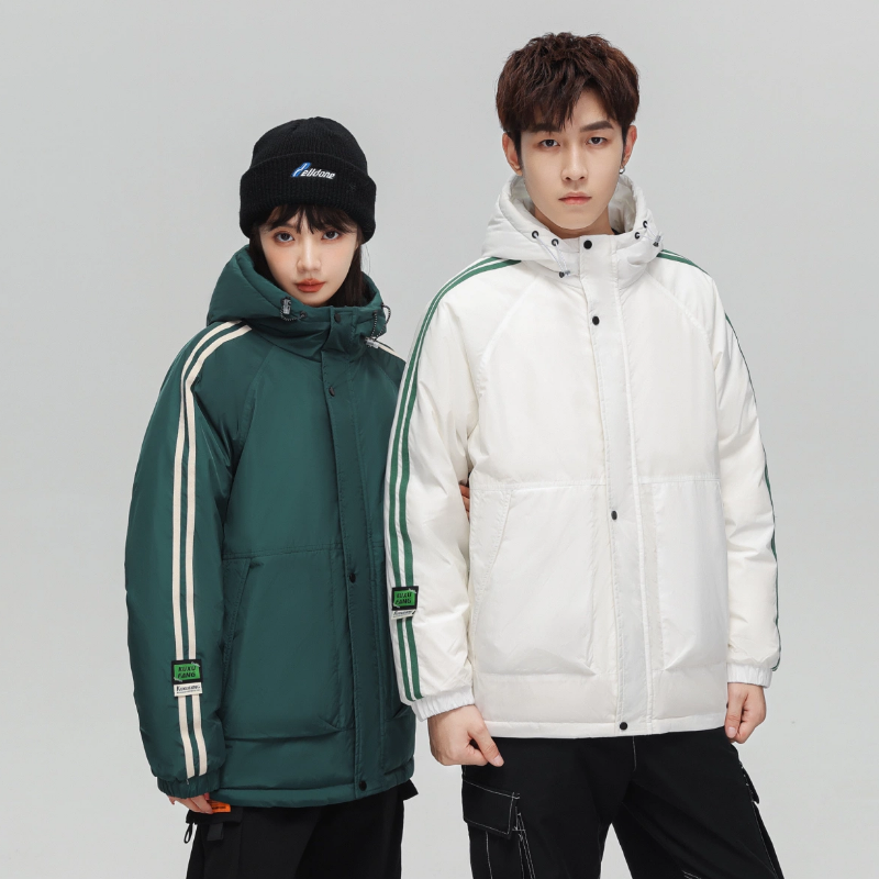 冬季防风保暖标白鸭绒连帽外套袖条羽绒服情侣款B247-236-p125,男装羽绒服,电商B247