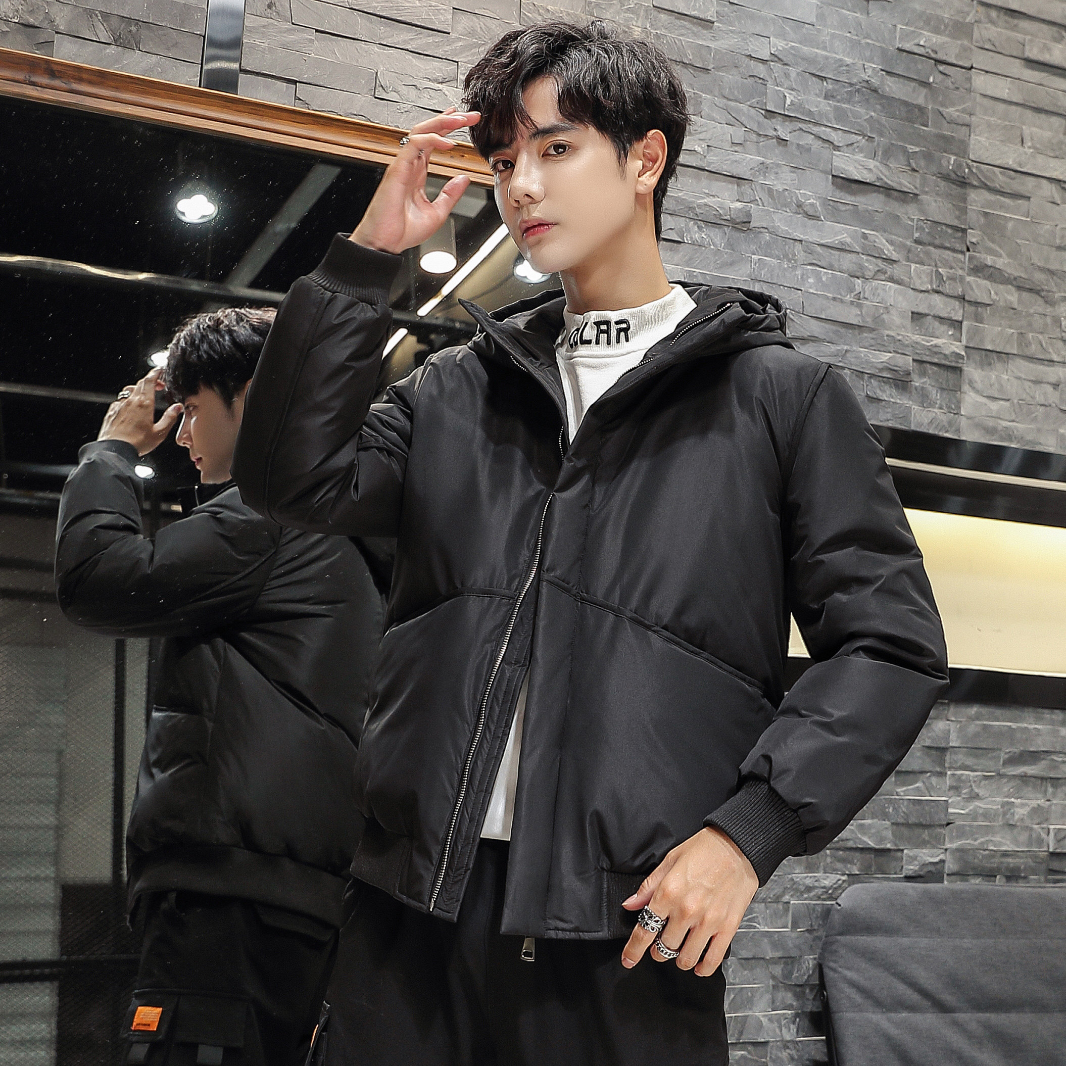 2020电商B247冬季新款羽绒服男舒适加厚韩版休闲短款7804-P90图片