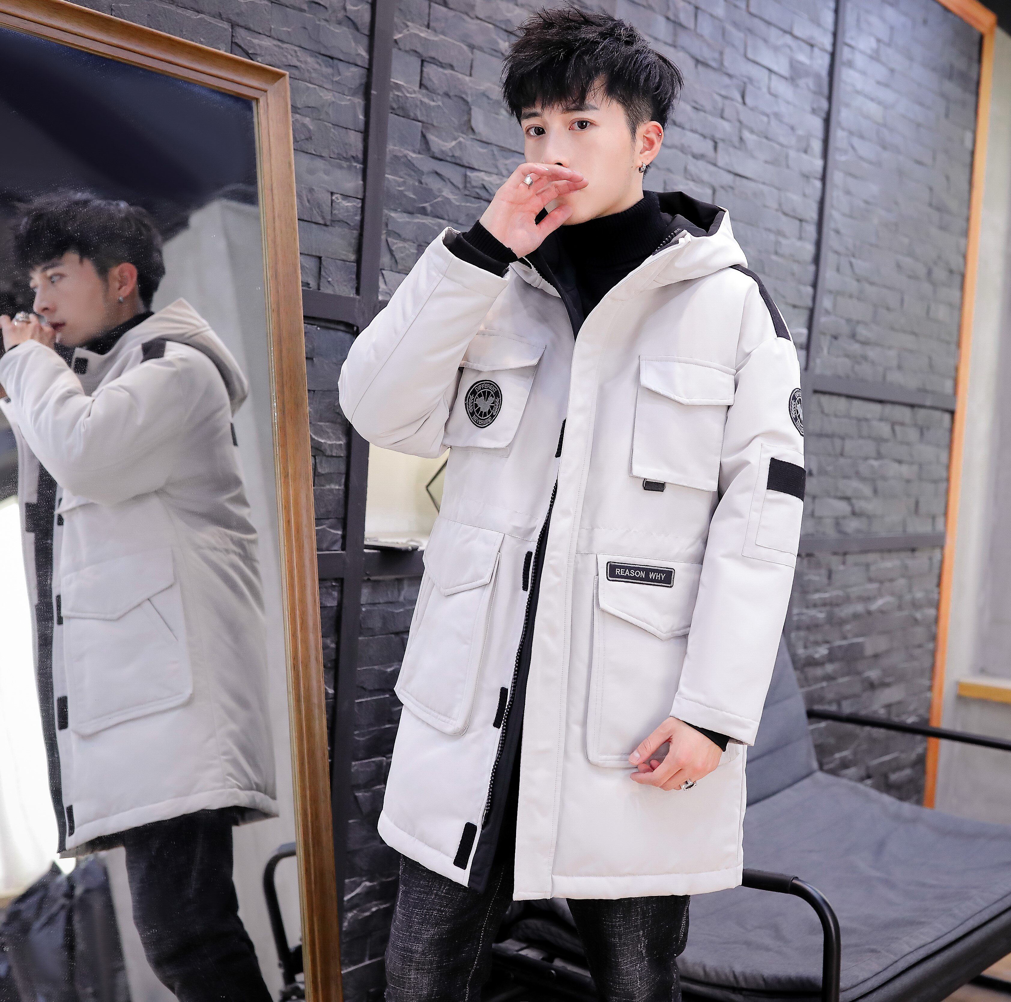 2020电商B247冬季新款男女同款羽绒服连帽中长款加厚潮MY020-P200，男装羽绒服，电商B247