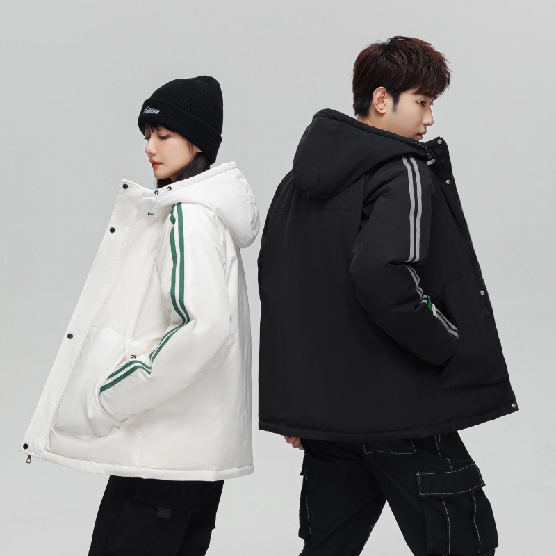 冬季防风保暖标白鸭绒连帽外套袖条羽绒服情侣款B247-236-p125,男装羽绒服,电商B247
