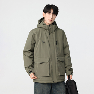 冬季暖标防风防寒白鸭绒连帽外套羽绒服情侣款B247-5322-p325图片