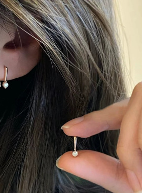 925纯银镀18K金小耳钩干净简洁轻奢简约精致高级感耳环女