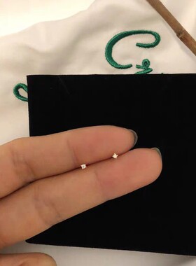 S925纯银镀14K金超迷你耳钉女 简约气质百搭小巧养耳洞耳饰 批发