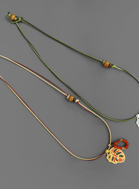 叶子项链 新中式串珠手工编织龟背竹也锁骨链