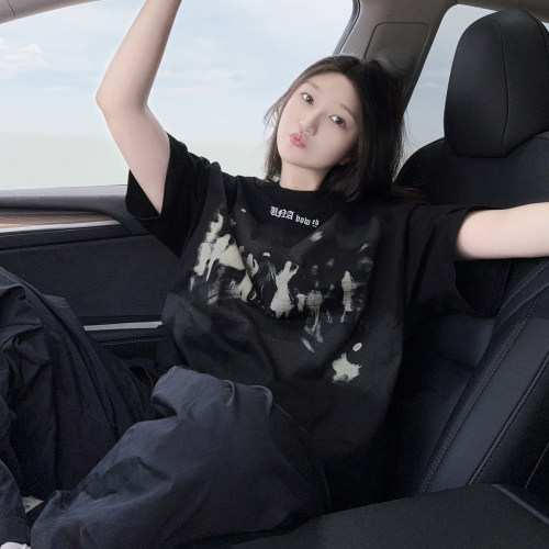 美式高街hiphop人影印花短袖T恤