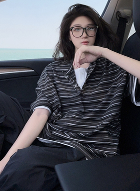 DYXY美式高街假两件设计感短袖T恤2025夏季新款高级感情侣上衣ins