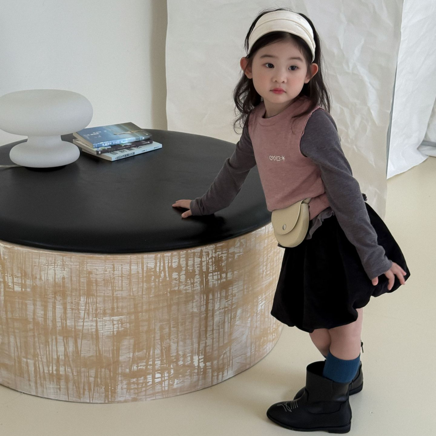 2025秋季新款童装 韩版童装 女童真2件T恤 背心+长袖 花边T恤