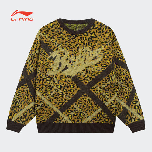李宁女保暖宽松套头无帽编织衫