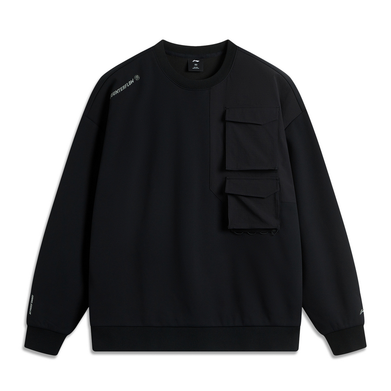 李宁户外系列CF系列简约时尚百搭圆领套头卫衣男女同款AWDU955