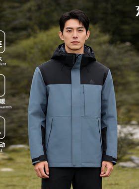361°男保暖连帽运动风衣加绒连帽风衣户外运动绒里风衣552513607